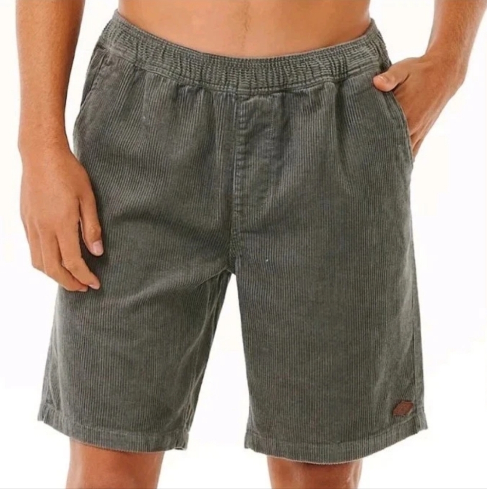 Y2K Rip Curl Surfer Baggy Corduroy Shorts Men Large Gray Skater Grunge Wide Leg